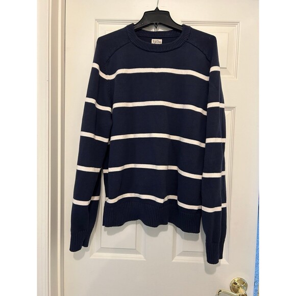 J Crew mens Cotton Striped Heritage Crewneck Sweater Size XL